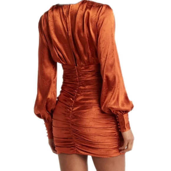 Rony Kobo Womens Orange Rust Carissa Mini Cocktail Club Dress Sz Xs Party FLAWS - Picture 2 of 15